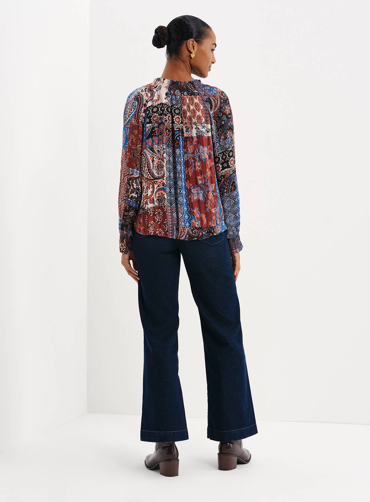 FINERY Harlow Satin Stripe Chiffon Tie Neck Blouse 8 - Image 3